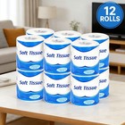 12 24 Rolls 3-ply Toilet Paper 105x115mm Unscented Bamboo 200 Sheets Per Roll