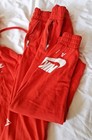 Nike Air Red Sweat Suit Tracksuit 2 Pcs  Womens Size Medium Hoodie   Small Pants