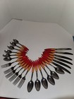 24pc Bakelite Catalin Cherry Red   Butterscotch Tear Drop Inlaid Flatware - 