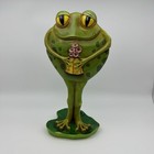 Allen Designs Frog Lily Pad Flowers Whimsical 11  Hand Painted Resin Mirror Rare