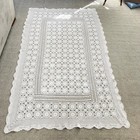 Vintage Handmade Crochet Lace Tablecloth Mauve Dusty Rose Cotton Rectangle