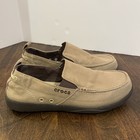Crocs Walu Men s Size 9 Canvas Slip-on Boat Shoes Loafers Tan Khaki Brown 11270
