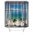 Seaside Shower Curtain Bathroom Rug Set Bath Mat Pedestal Rug Toilet Lid Cover