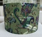 Green Dragonflies Velour Velvet Lamp Shade Butterflies Floral Fabric Woodland