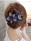 5 Pcs Double Flower Decorative Jeweled Rhinestone Hair Clip Pretty Fancy Floral