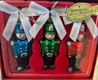 Waterford Holiday Heirloom Toy Soldiers  3 Glass Ornaments White Ribbon  New