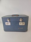 Vtg Monarch Train Case Cosmetic Makeup Luggage Suitcase Travel Bag Blue No Key 