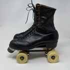 Vtg Hyde Betty Lytle Marsi Black Leather Quad Roller Skates Powell Mens 8 Wmn 10