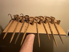 Set Of 8 Sticking Tommy Miners Candle Holder Hand Forge Mining Early 1800