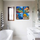 Bathroom Canvas Wall Art Sea Turtle Wall Decor For Living Room Colorful Fish    