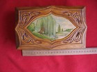 Vintage Carved Wooden Box painted Picture On The Lid And Sides  Handmade  Ussr M