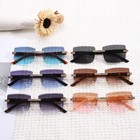 Retro Rimless Unisex Fashion Sunglasses - Square Frame Shades With Tinted Lens