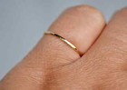 14k Gold Thin Ring Hammered  Stackable  Minimalist  Sz   5   6   7   And 8