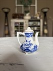 Vintage Blue And White Porcelain Miniature Tea Set Dishes Blue 5 Pieces