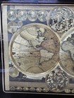 Vintage Framed Gold Foil Blaeu Wall Map Oak Wood Frame  31  X 25   Nice 