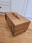 Vintage Wood Accordion Fold Out Sewing Box Basket Dove Tailed Drawer Romania 