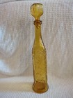 As Is Vintage 60 s Italian  Amber Empoli Glass Bottle W  Stopper Mcm