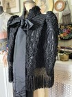 Antique Victorian 1880s Black Silk Soutache Beaded Mantle Cape