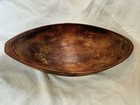 Oblong Antique American Dough Bowl Large Hand Carved Patina Cracking 22 In