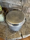 Vintage Round Aluminum Coal Miners Lunch Box Bucket Pail With Contents Rare