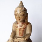 Antique Burmese Alabaster Marble Statue Buddha Shakyamuni In Bhumisparsha Mudra