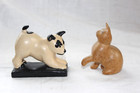 2 Vintage 1940s Carved Painted Wood Wooden Folk Art Figures Artist Americana