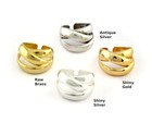 Hoops Ring Adjustable Raw Brass - Antique Silver - Shiny Silver-gold Plated 5400
