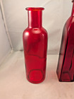 Lot Of 3 Decorative Red Bottles 2 Short And One Unique 12  Tall Bottle