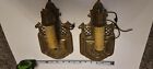 Heavy Cast Brass Matched Pair Of Antique Vintage Wall Sconces 