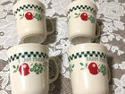 Set Of 4 Vintage Corelle Farm Fresh Apples Coffee Cups Flat Bottom Mugs