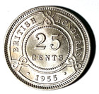 1955 British Honduras 25 Cents Choice Brilliant Uncirculated