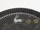 Folding Sensu Fan 008-10 Black Rabbit Pattern