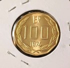 1974 Chile 100 Escudos Coin   Km 202  