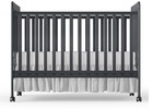 3-in-1 Baby Convertible Crib Toddler Bed Pinewood Locking Wheels Teething Rail