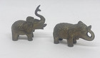 Vintage Brass Elephant Figurines Decorative Pair Ornate Lucky Male Female