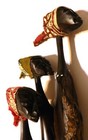 Carved Wood Figurine 3 Woman African Tribal Folk Art With Scarves 8 75  Tall