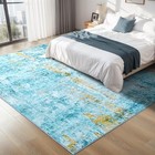  Living Room Rug 8x10 Teal Blue Area Rugs Machine Washable Abstract Boho Large 