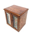 Antique Wooden Oak   Glass Tabletop Cabinet   Drawers   Jewellery Box With Key
