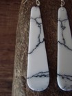Navajo Indian Sterling Silver Howlite Slab Earrings - Garcia
