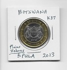 Botswana 5 Pula 2013 K37 Plains Zebras   Mopane Worm - Caterpillar Bimetal