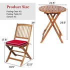 Patiojoy 3pcs Patio Folding Wooden Bistro Set Cushioned Chair Conversation Red