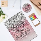 Clipboard Pink Glitter Bible Pattern Design Plastic Clipboards For Students     