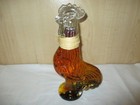 Vintage Sealed 13  Clear Glass Rooster Shaped Bottle Vinegar Infused Red Peppers