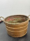 Vintage Solid Copper Pot W brass Handles   Made In Turkey - 7  Diameter 4  Deep
