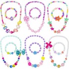  Little Girls Necklace Bracelet  6 Sets Lovely Colorful Beads Jewelry Princess 
