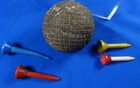 Antique Vintage Golf Ball Line Cut Gutta-percha 4 Vintage Golf Tees Display Box