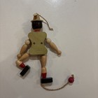 Vintage Painted Wooden Pull String Austrian Puppet Ornament Toy Jumping Jack