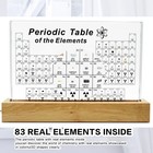 Periodic Table With Real Elements  83 Elements  Warm Light Wooden Base