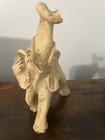 Elephant Figurine Raised Trunk Ivory Tone Resin Statue Small Home Decor