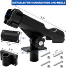 2 Pack Adjustable Fishing Rod Holders With Combo Mount Boat Rod Holder Black